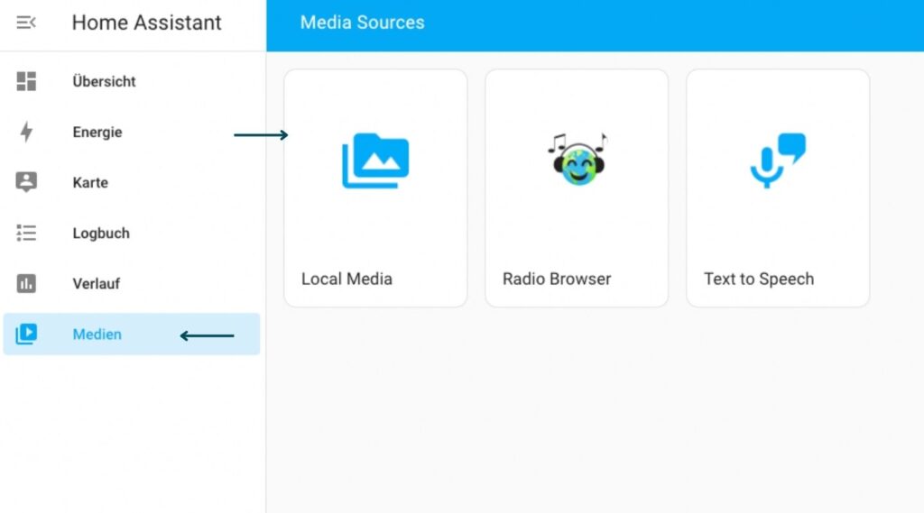 Screenshot Home Assistant Medien