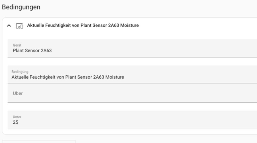 Home Assistant Screenshot: Pflanzen gießen Bedingungen